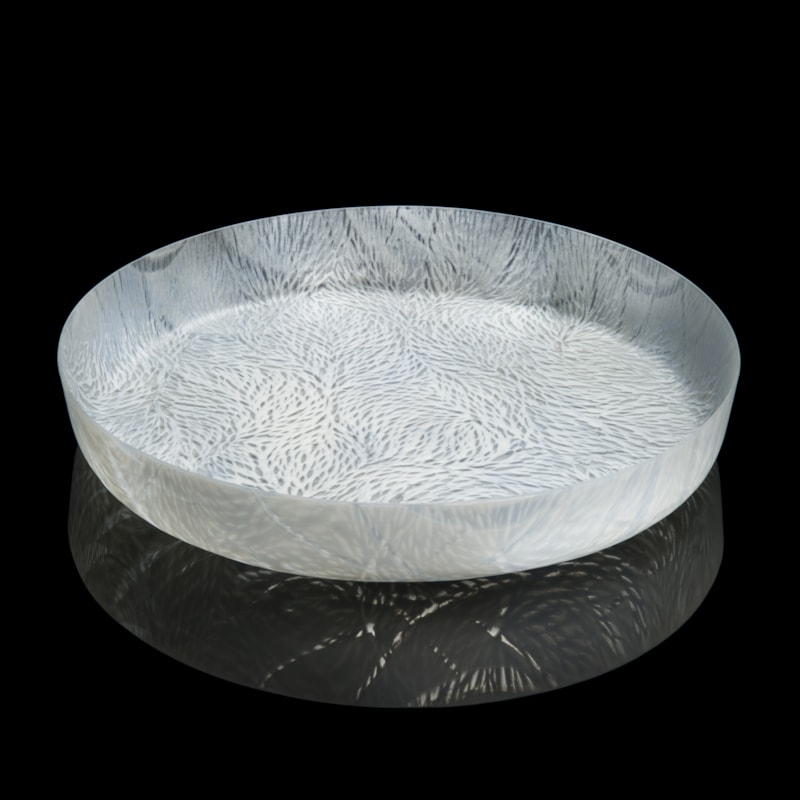 sculpted white decorative glass art platter dish