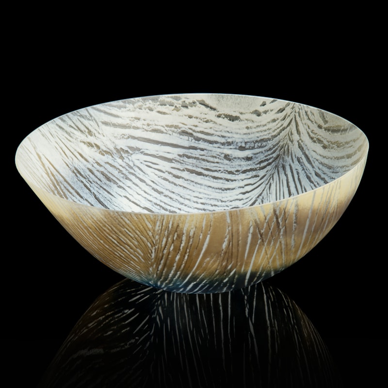 textured white art glass bowl sculpture
