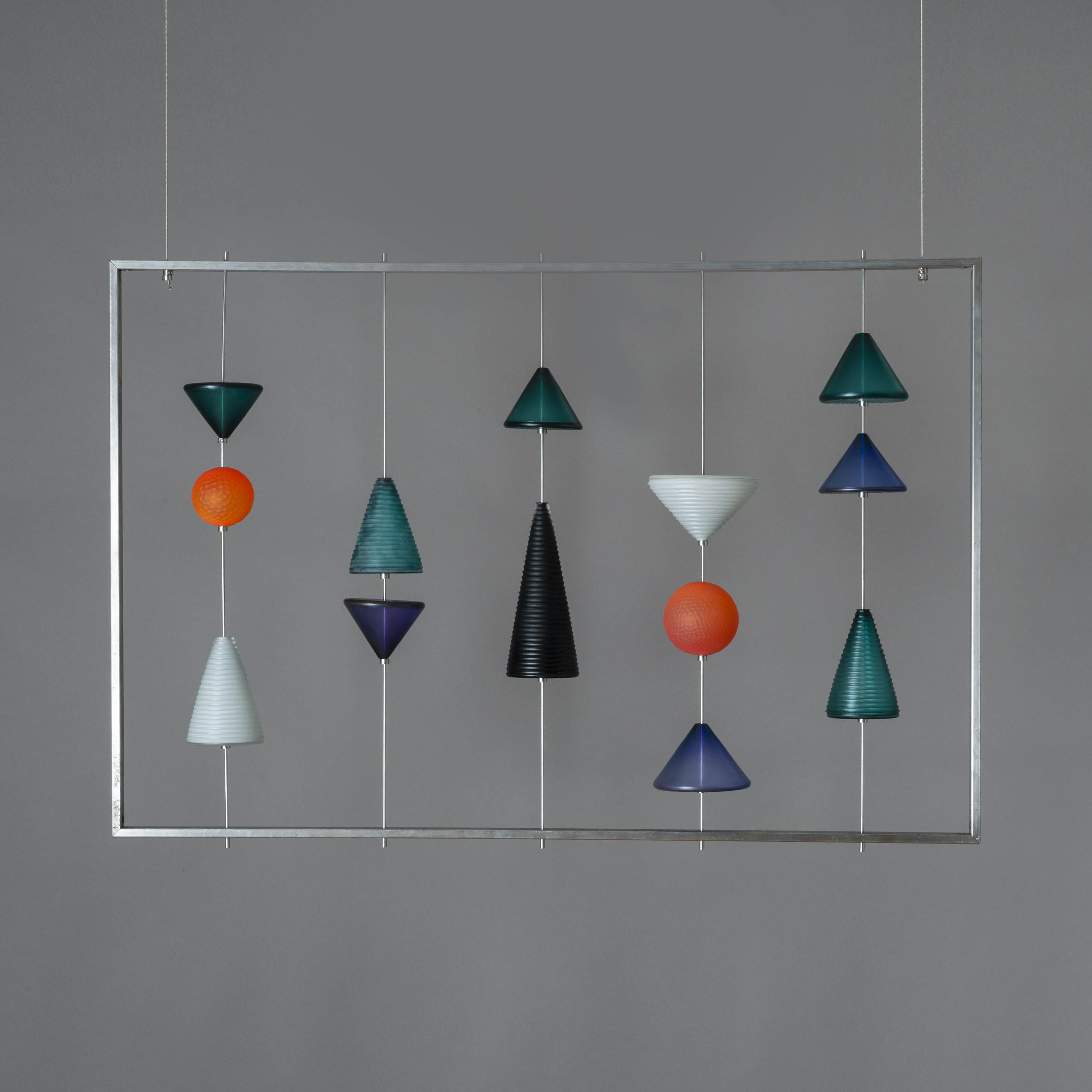 abstract modern glass wall art on steel frame