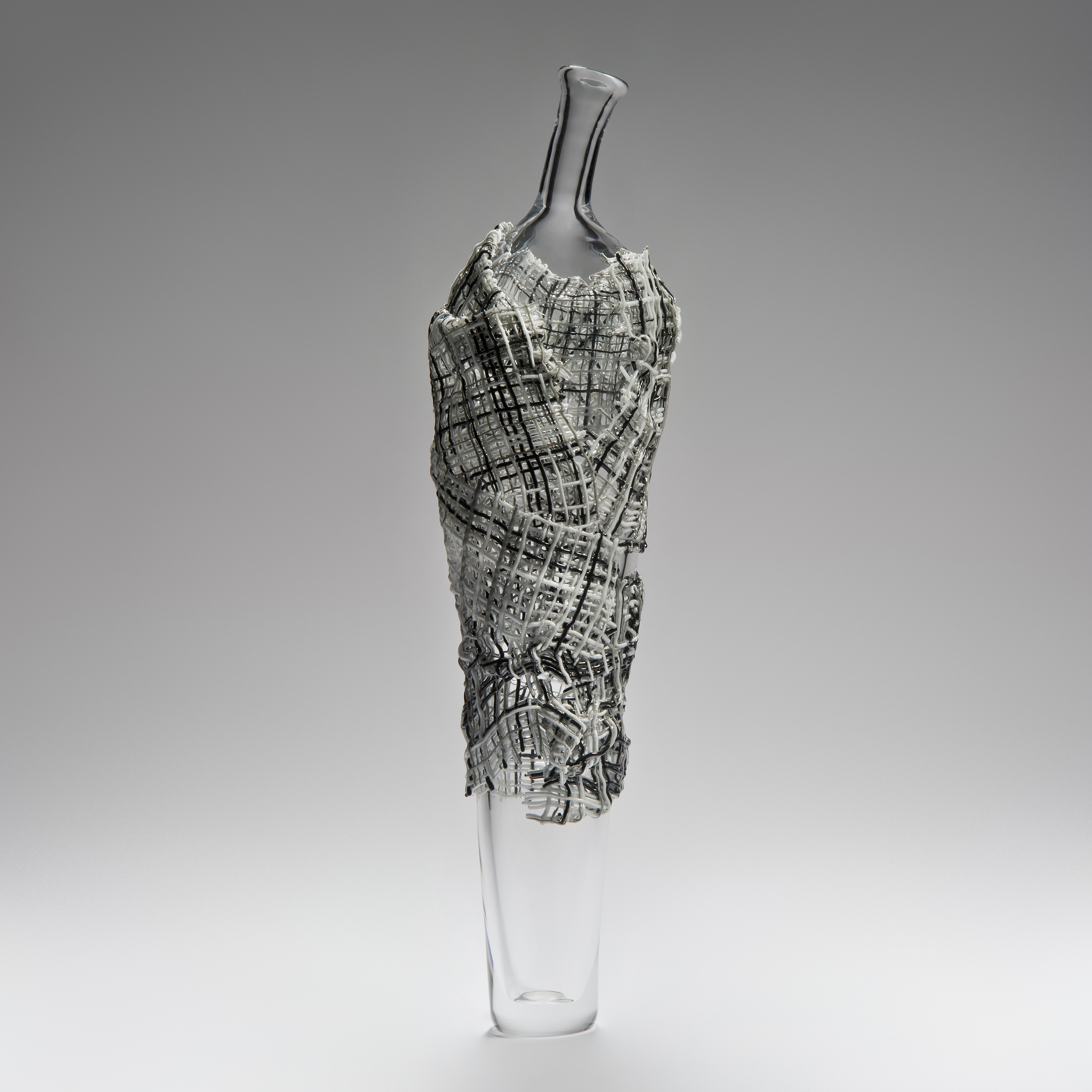 contemporary tall art glass vase sculpture resembling cloaked figure