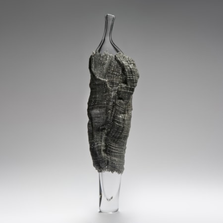 contemporary tall art glass vase sculpture resembling cloaked figure