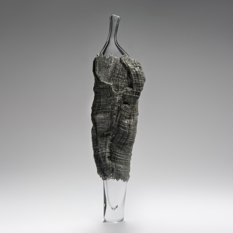 contemporary tall art glass vase sculpture resembling cloaked figure