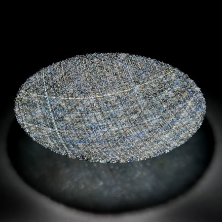 modern fused art-glass sculpture of diorama in blue black and white