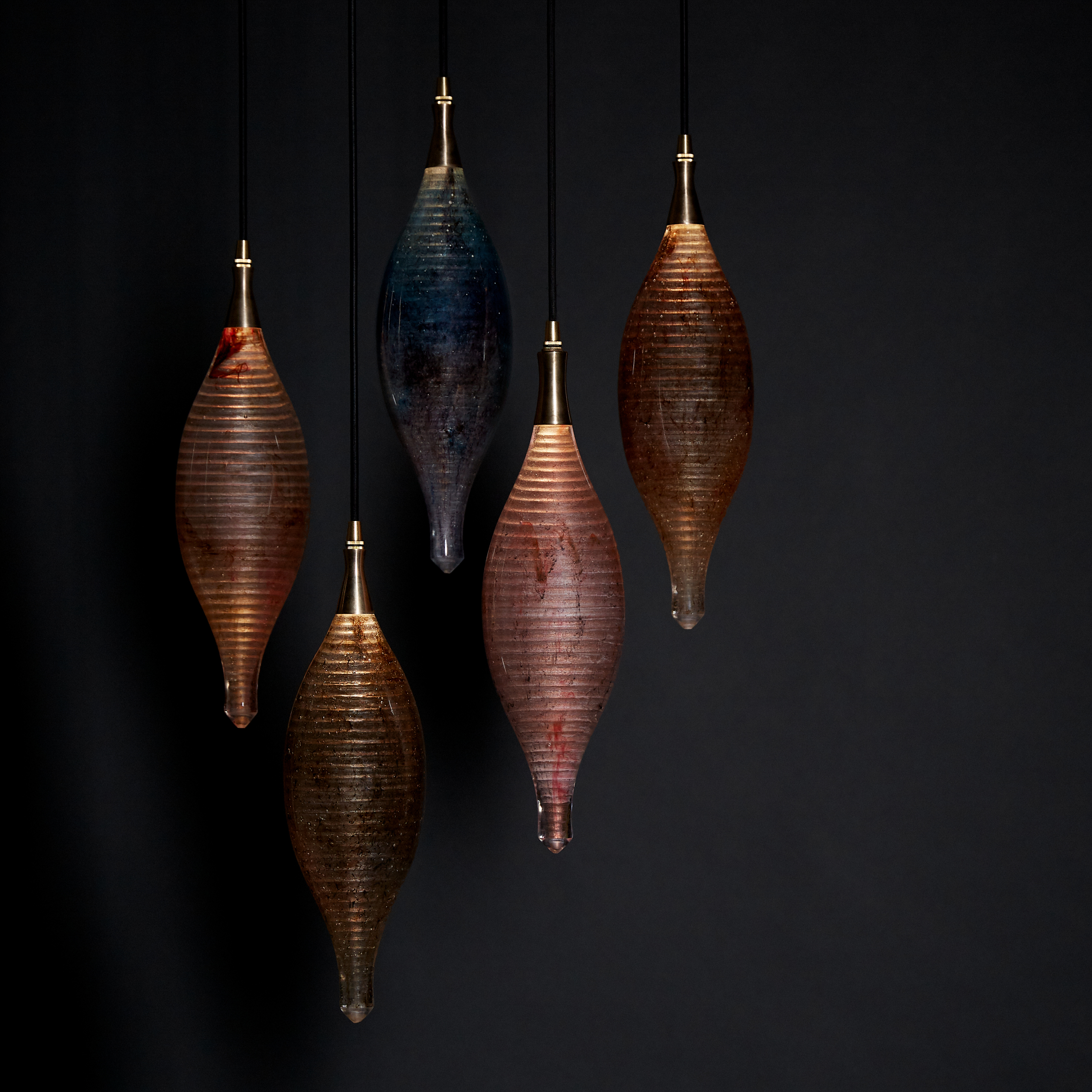 hanging lights in cast glass sculpture modern art-glass