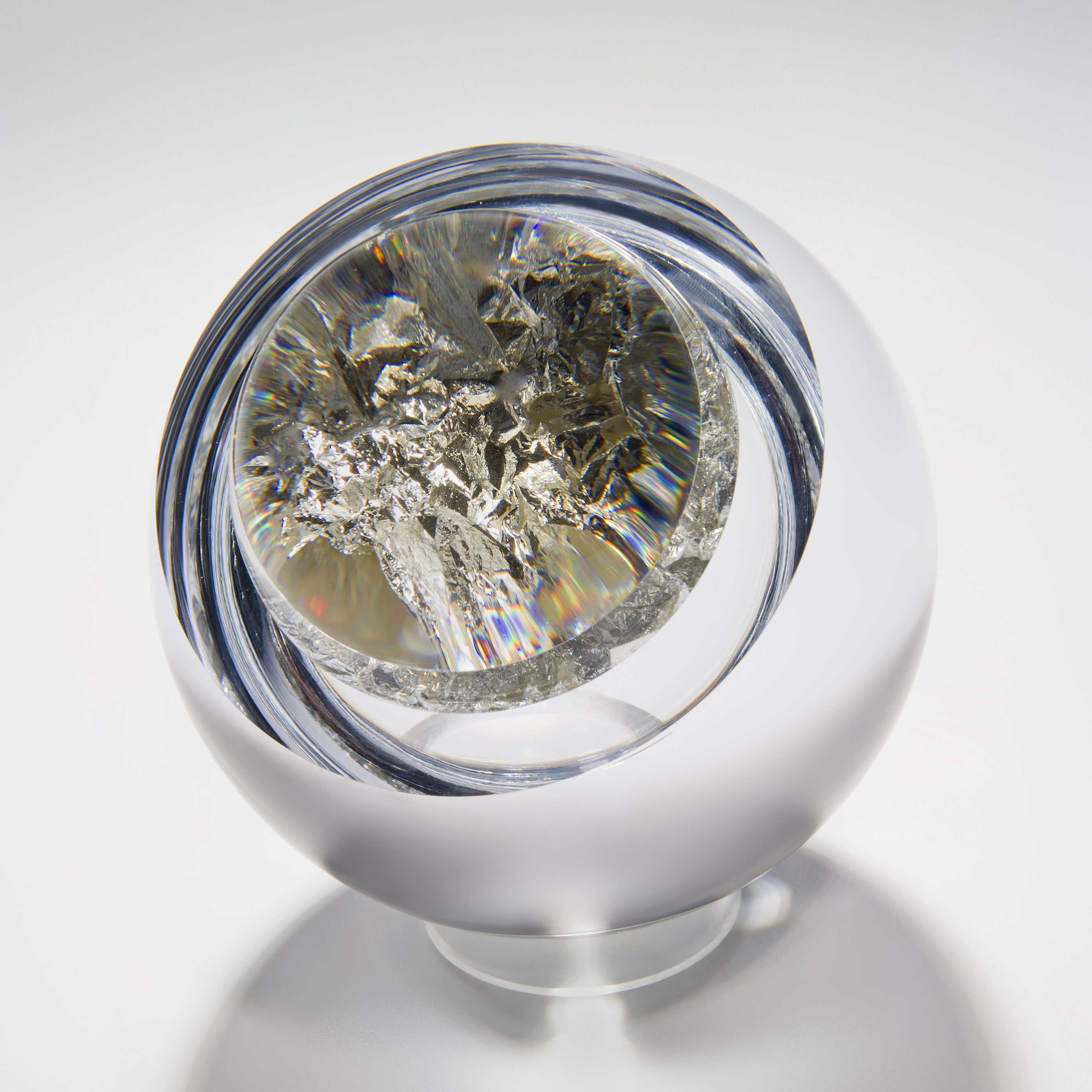 ornate modern stylish hand blown glass sculpture with gold effect 