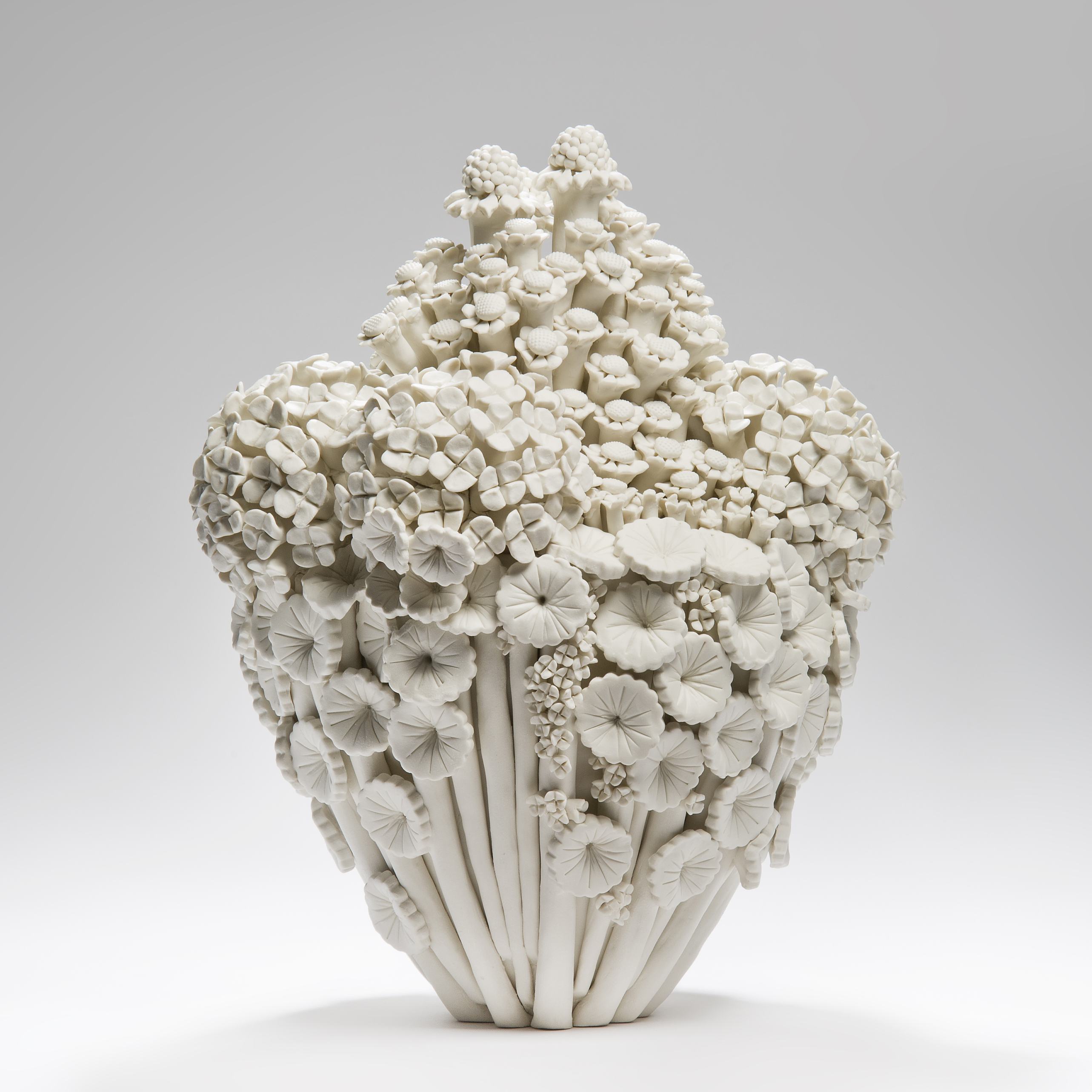 porcelain decorative ceramic sculpture of flowers white
