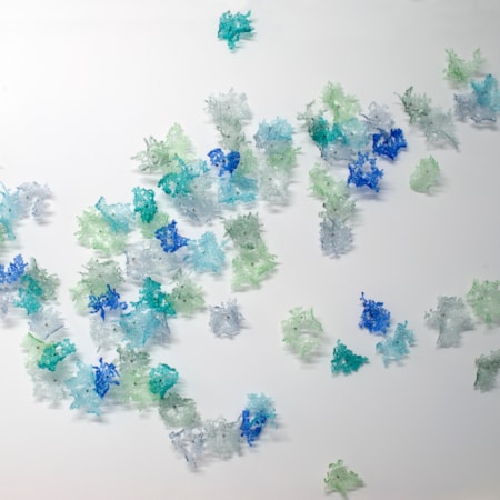 decorative modern art glass wall art in green blue and turquoise