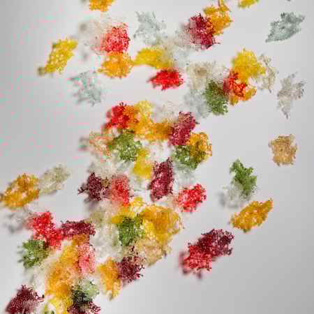 fused glass art sculpture of autumnal leaves