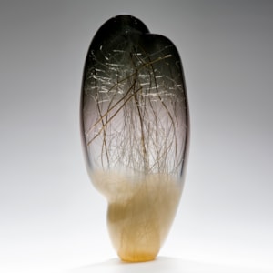 sculpted glass vase artwork with internal wire structure