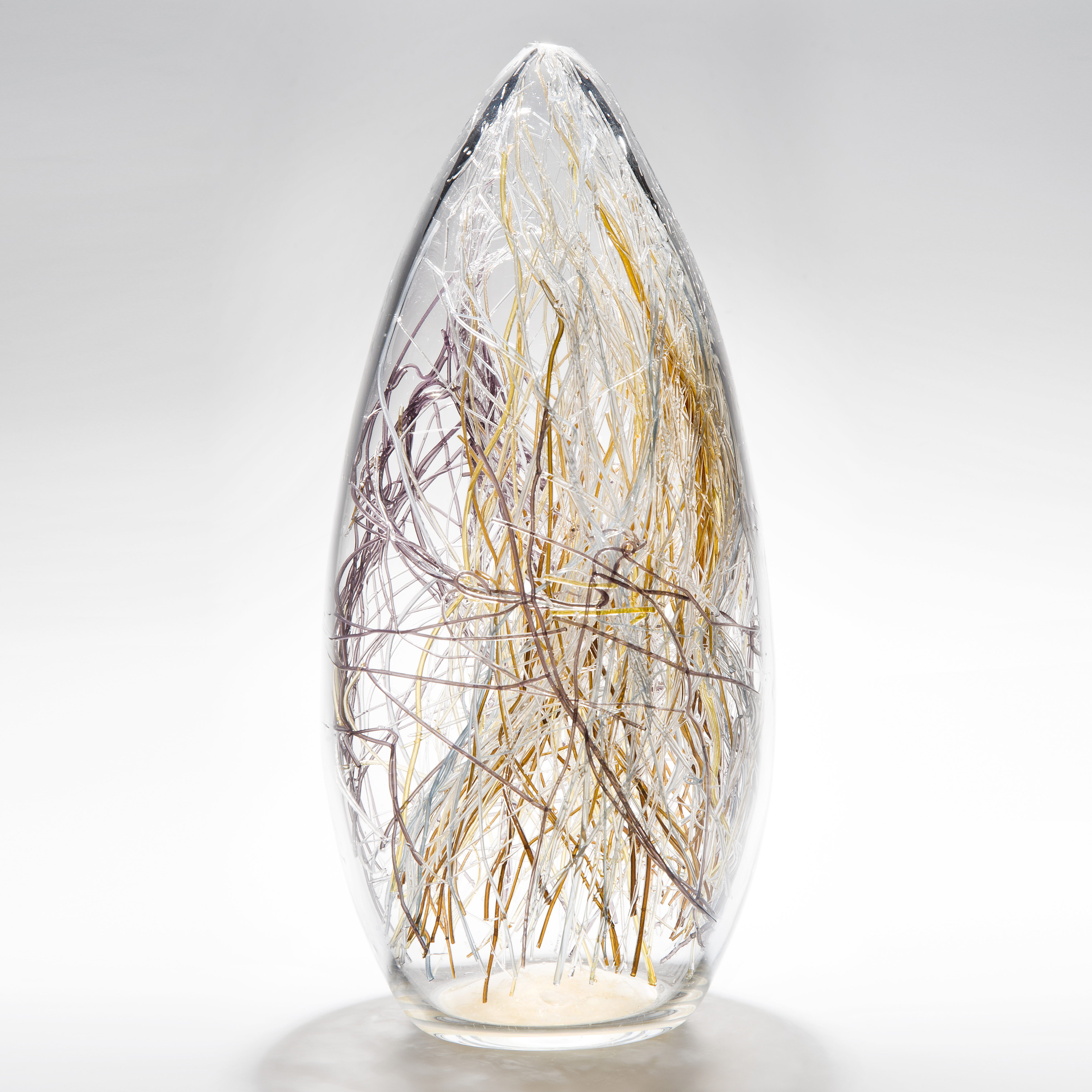 handblown art-glass sculpture with internal wire structure