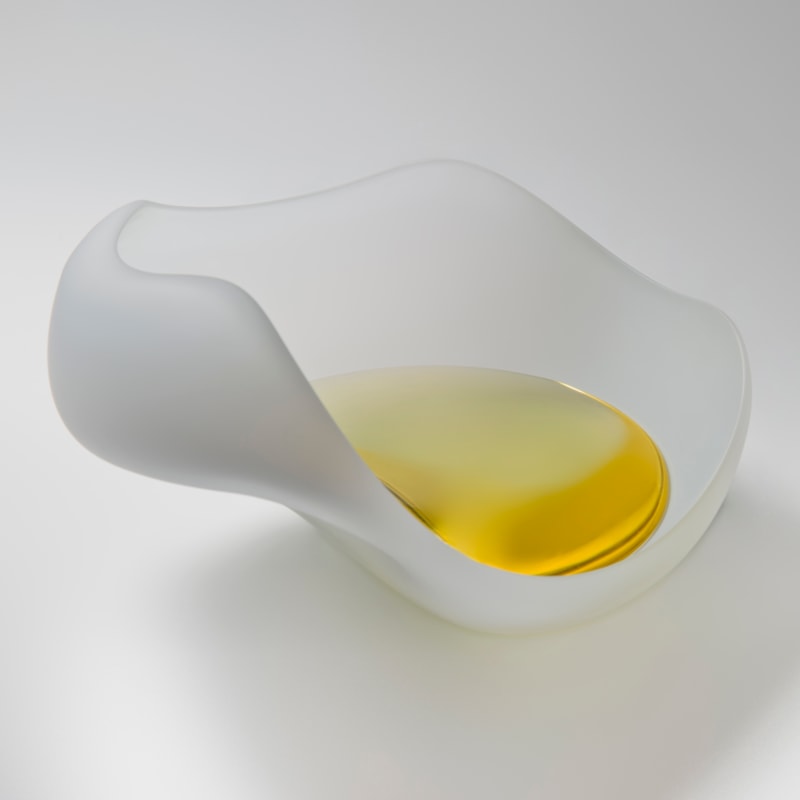 Blown and cast glass ornament with cracked eggshell feel