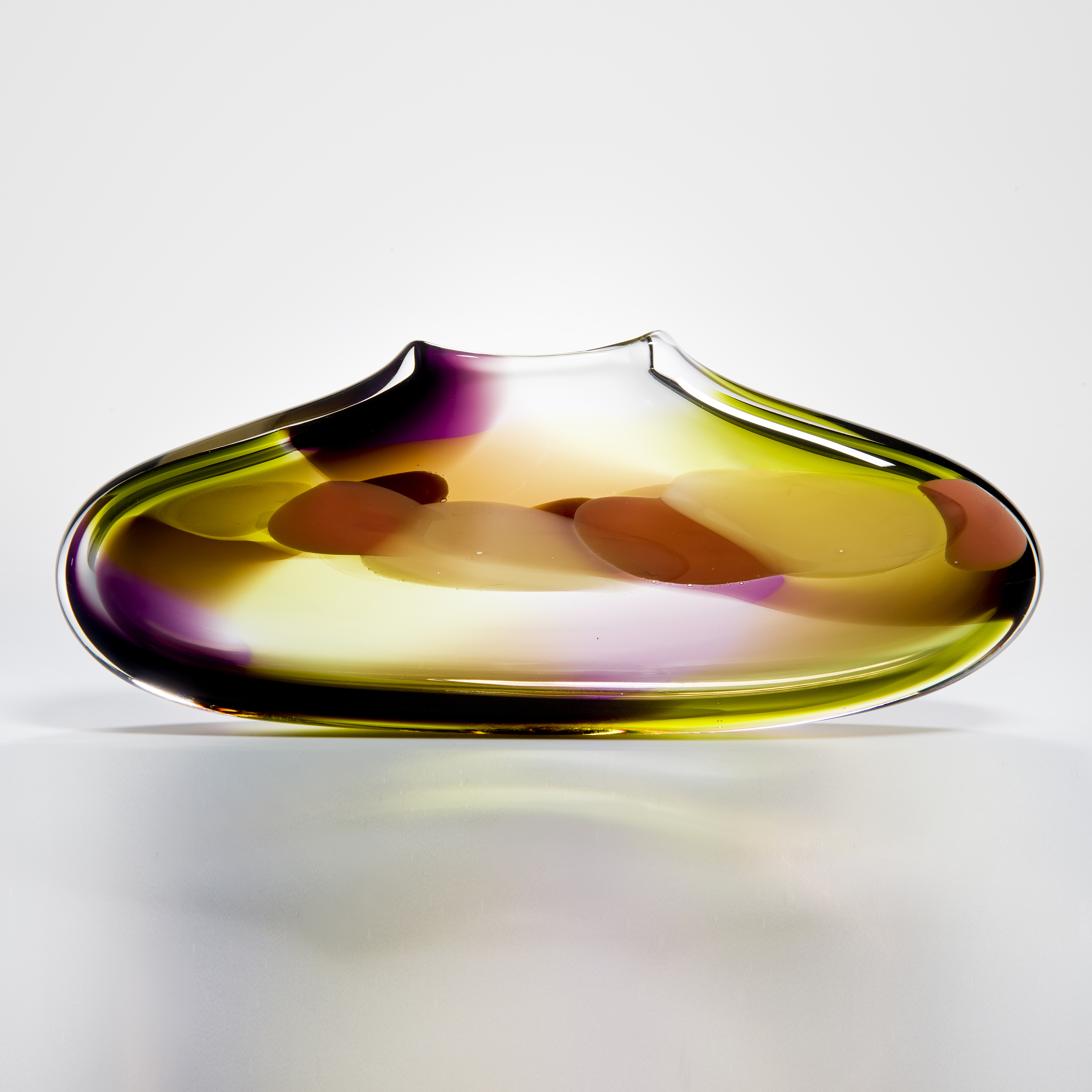 oily olive coloured abstract shaped purse vase