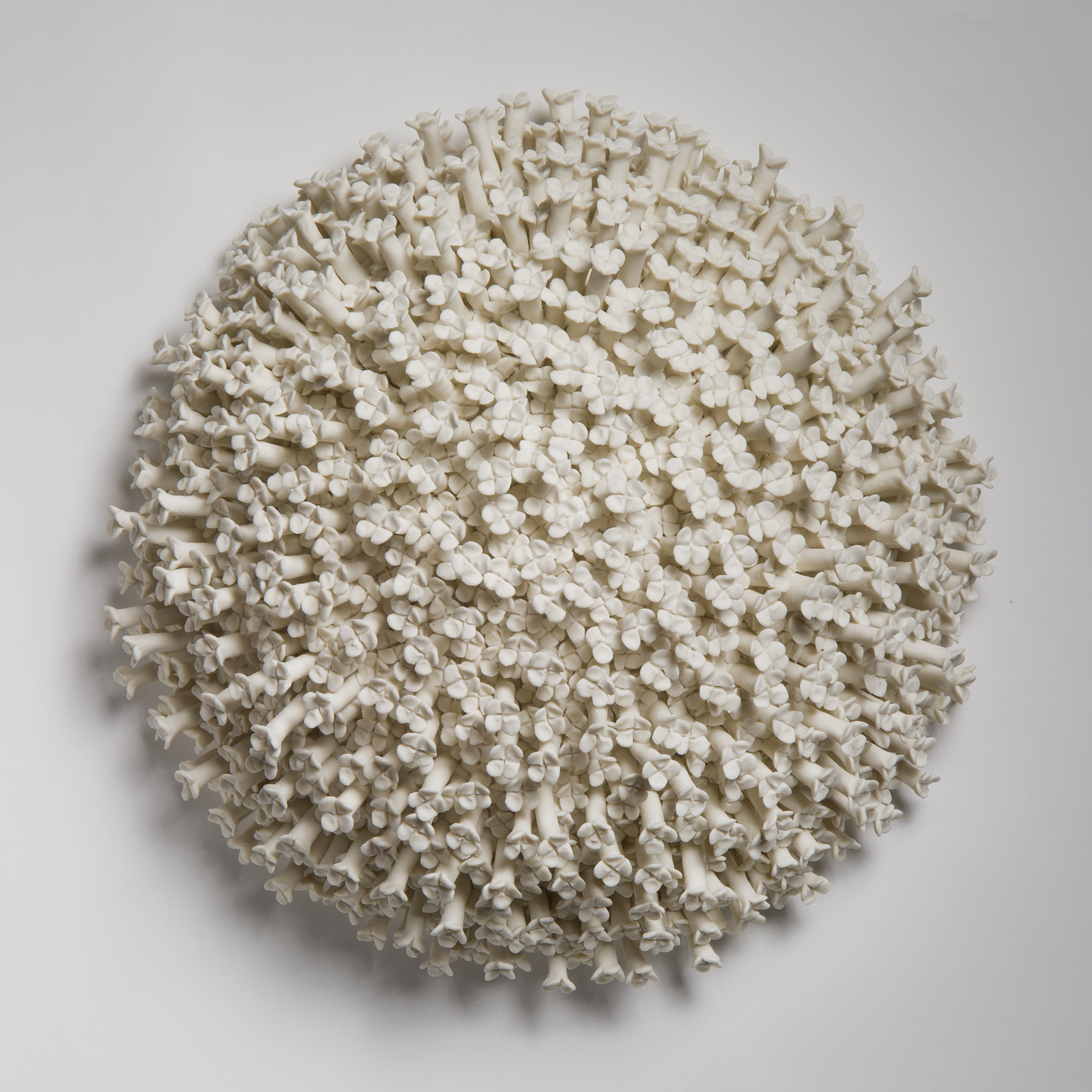 wall hanging ceramic flower artwork in white