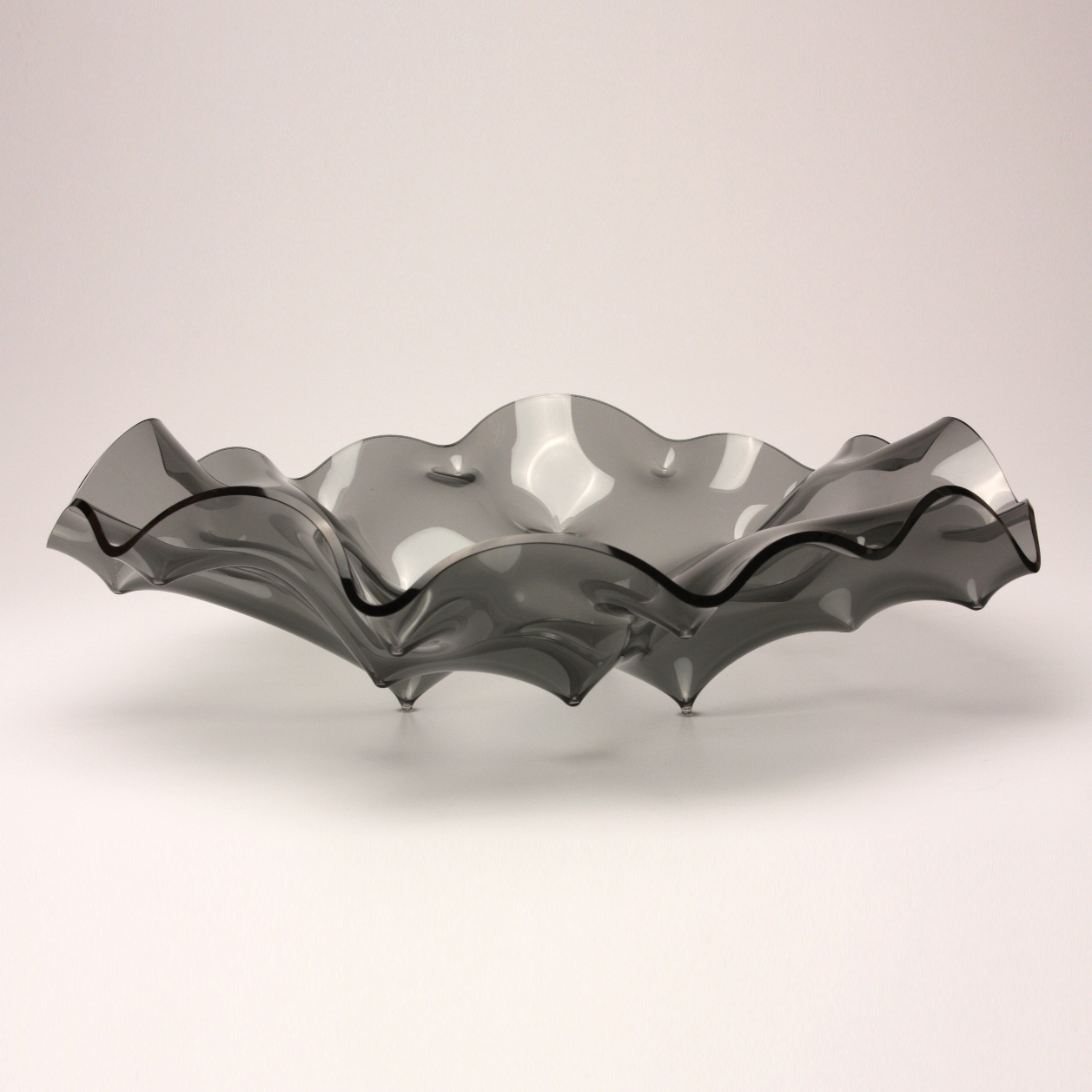 grey bowl ornament made from manipulated glass