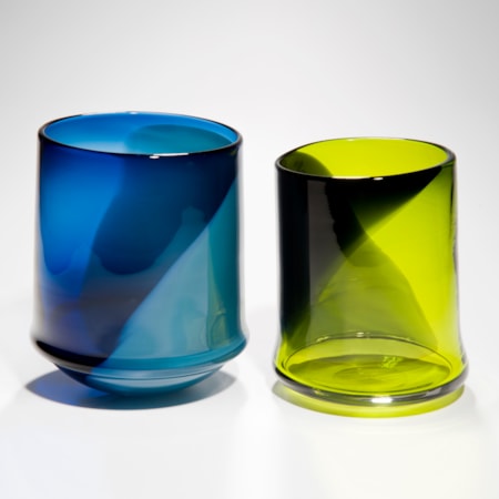 assortment of glass art pots in bright colours