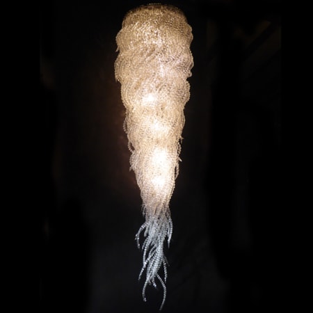 art glass lighting installation resembling jellyfish