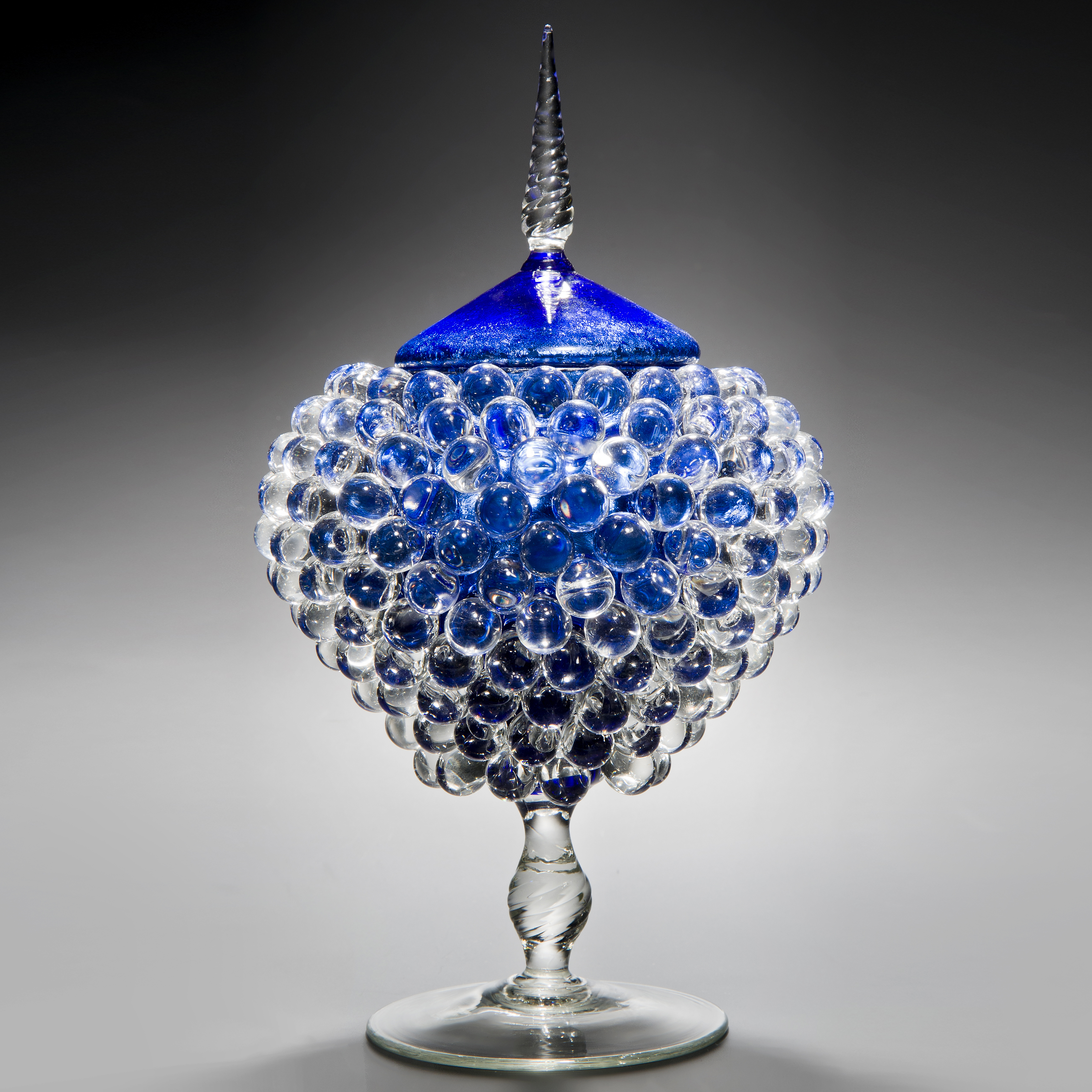 glass art centrepiece jar sculpture with long base