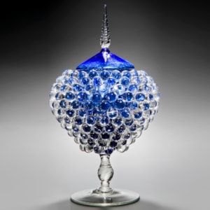 glass art centrepiece jar sculpture with long base