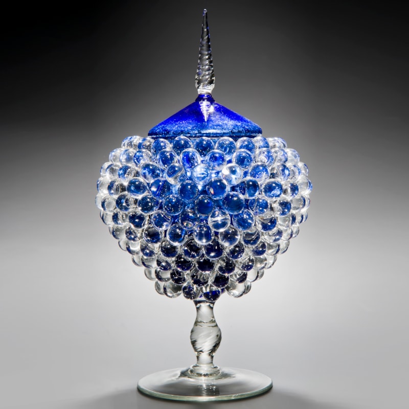 glass art centrepiece jar sculpture with long base