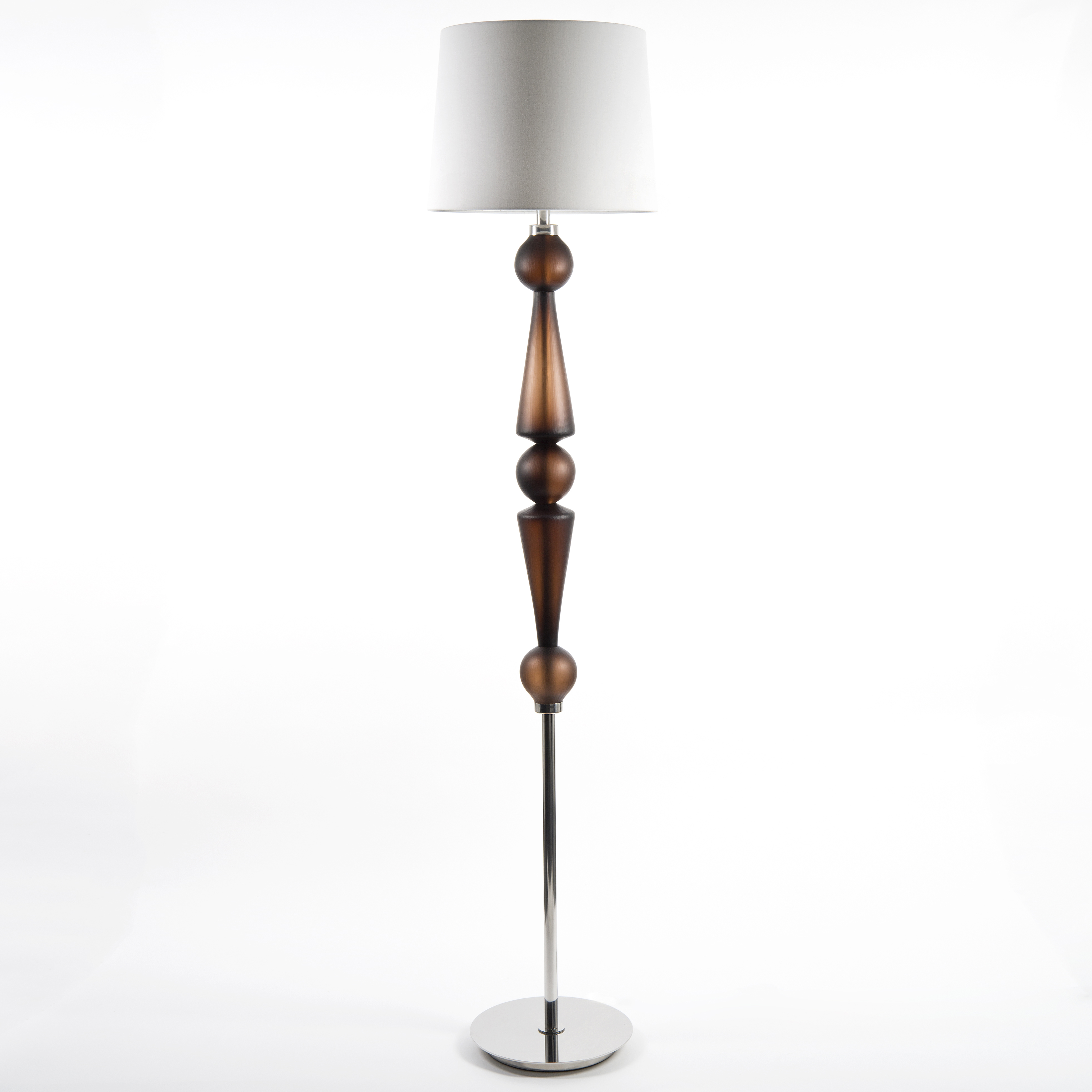 tall floor light made from steel and cut glass adornments