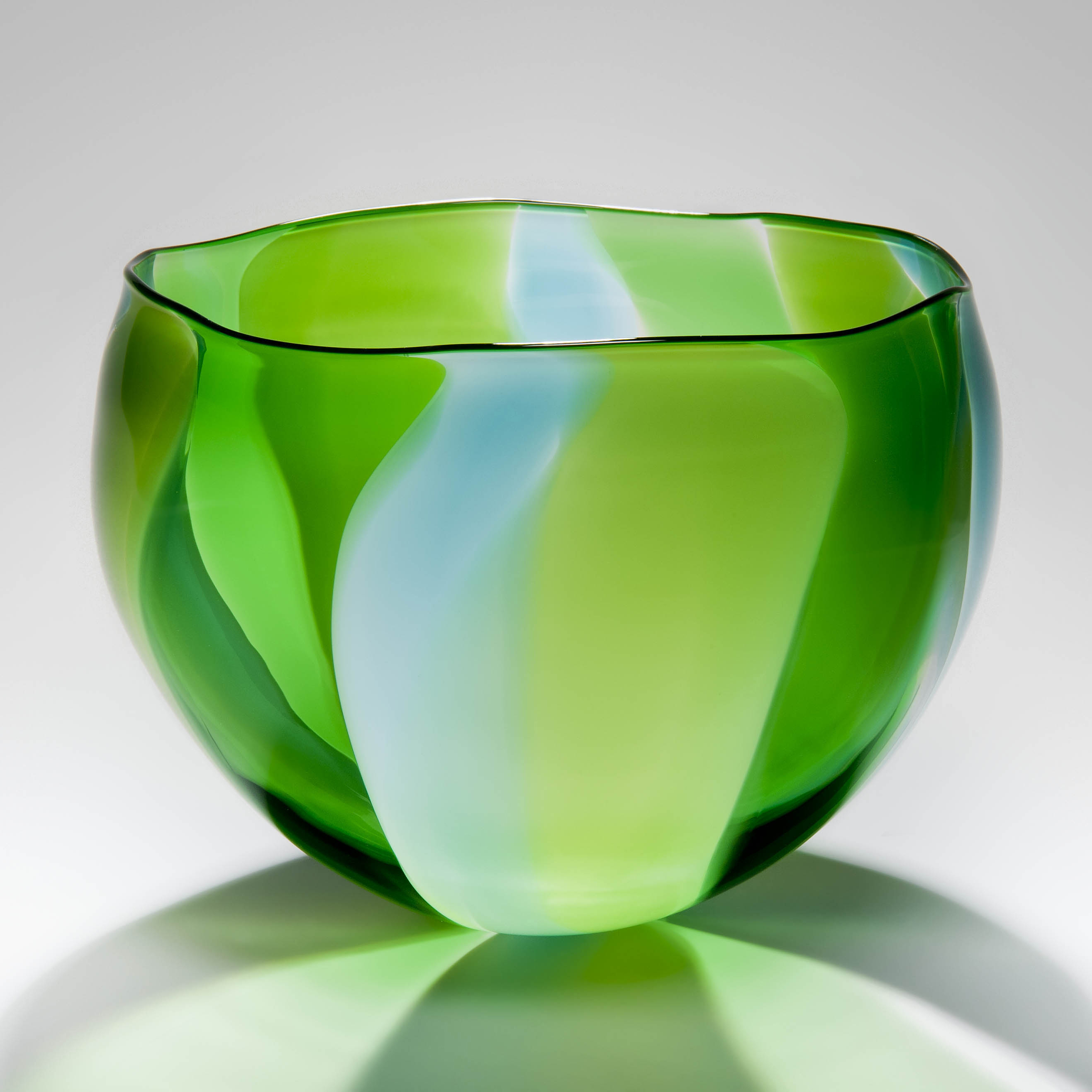 bright green art glass sculpture or bowl or vase