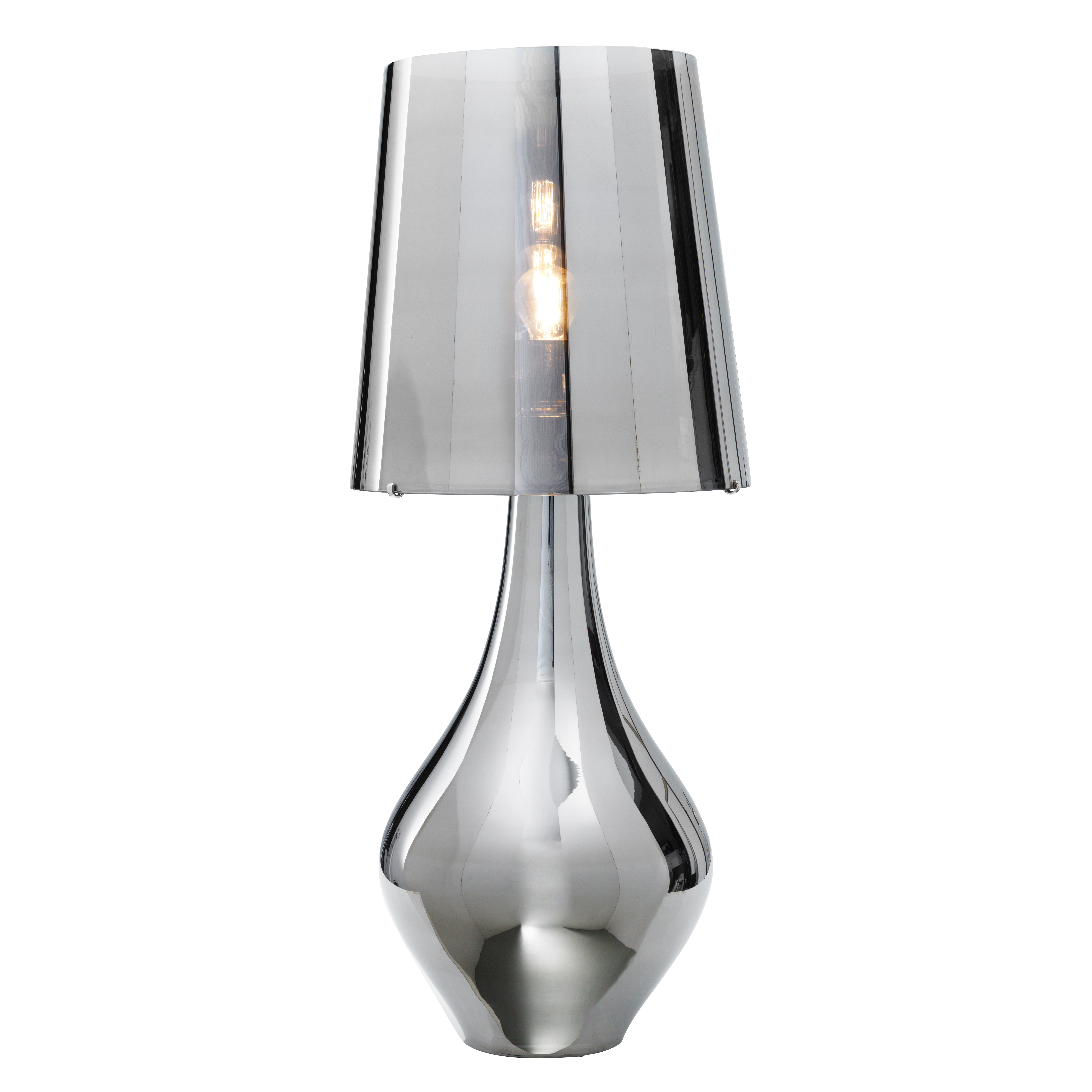 drop based table lamp in platinum