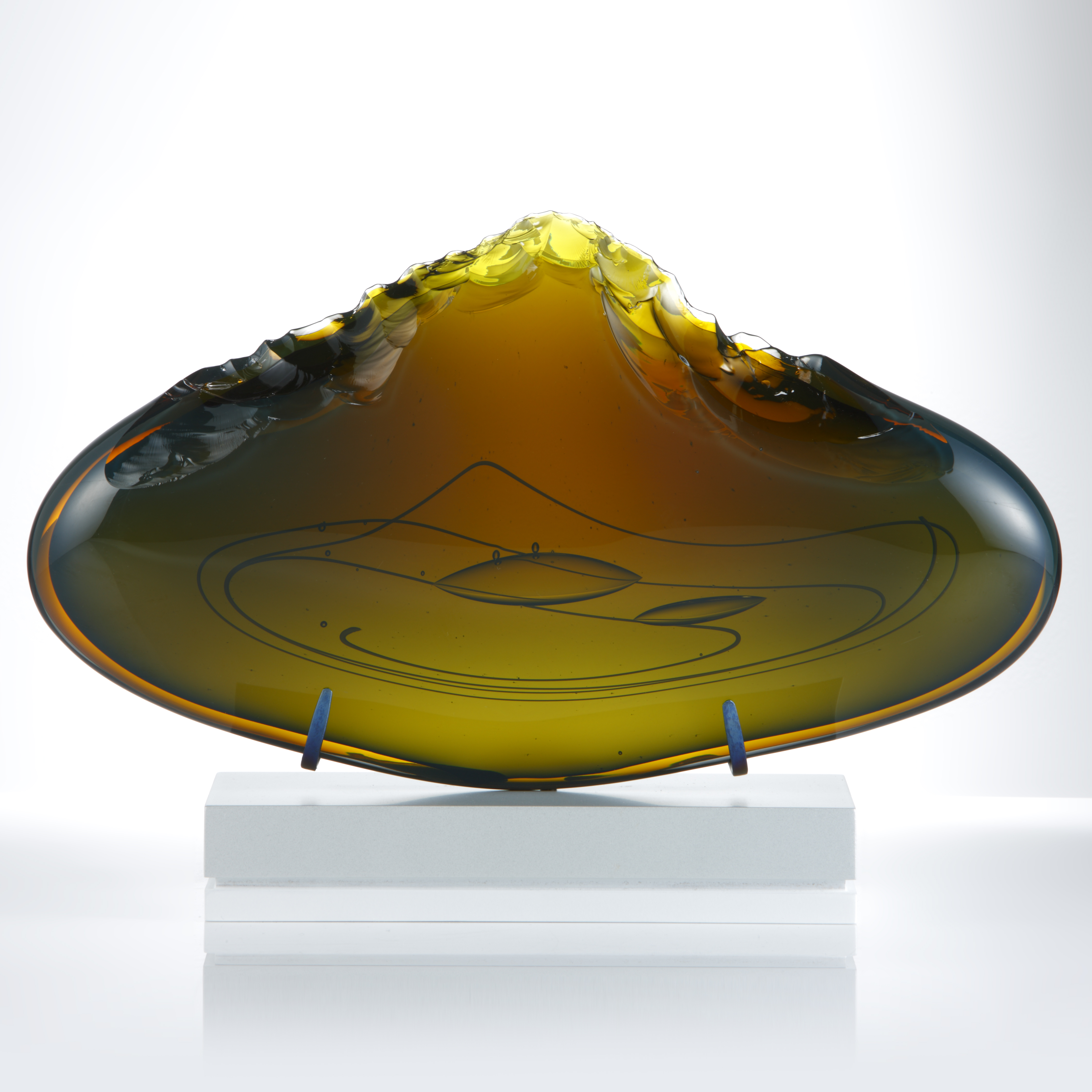 oval shaped art glass clove in tobacco colour