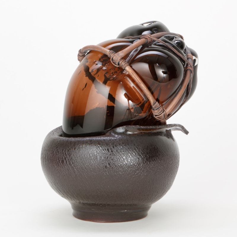 Handblown & sculpted glass with terracotta, micro bore copper pipe and copper wire