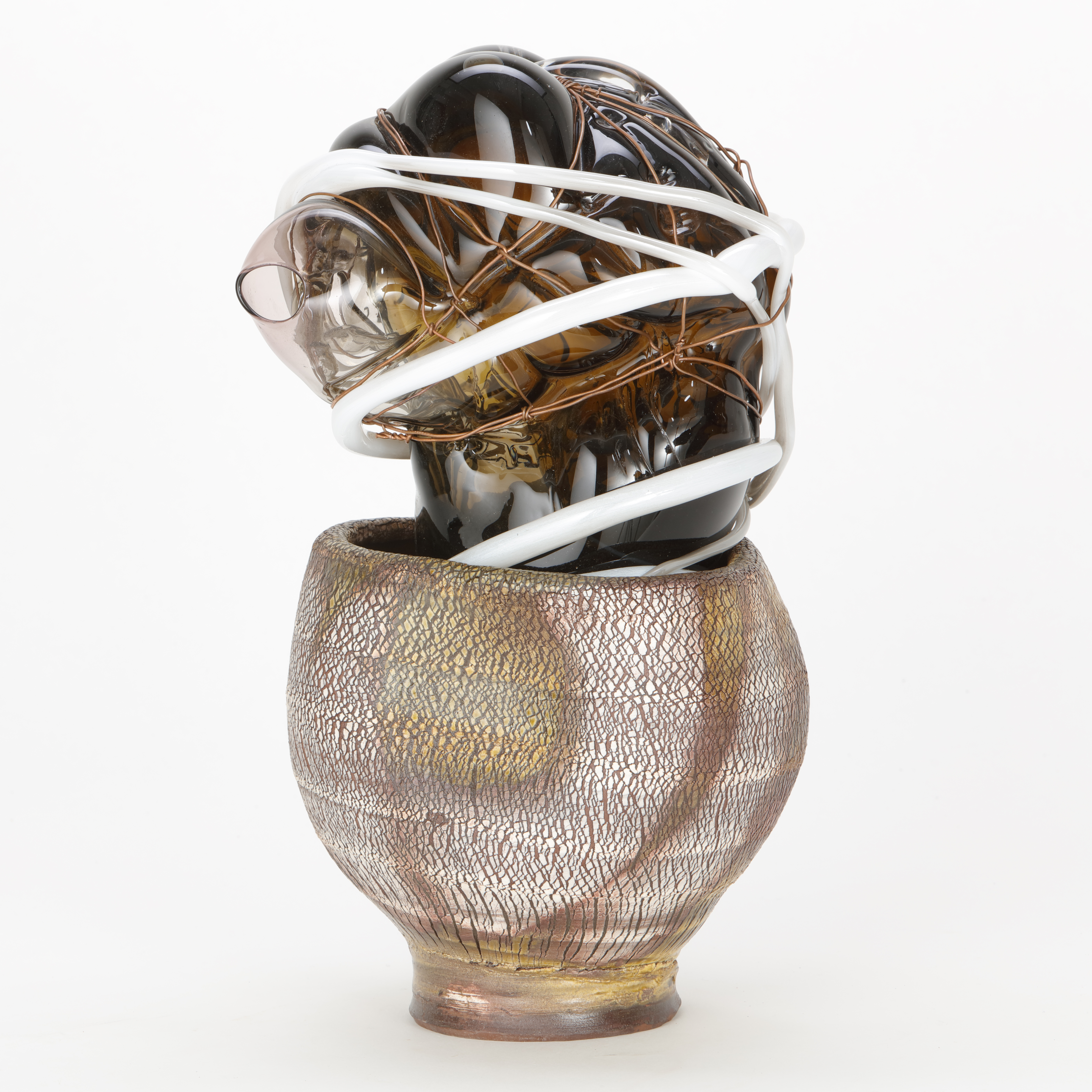 mixed media glass art-glass ornament sculpture