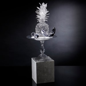 still life handblown and sculpted glass sculpture of fruit in crystal