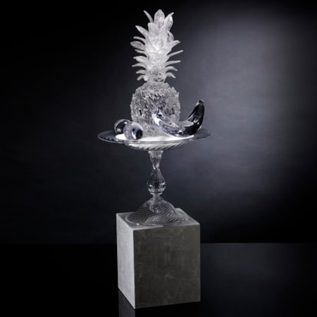 still life handblown and sculpted glass sculpture of fruit in crystal