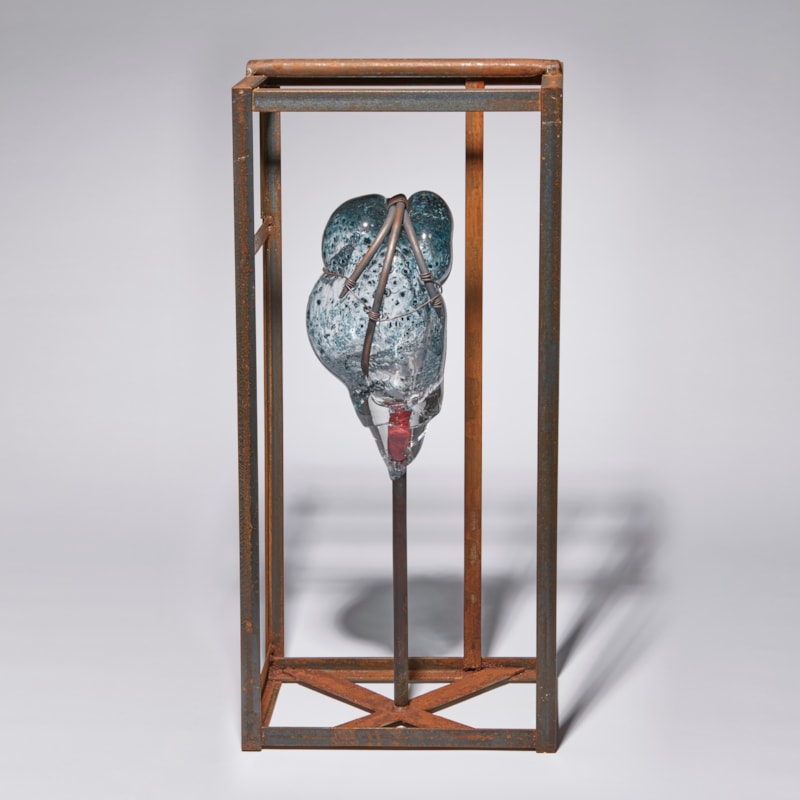 copper pipe wire and sculpted glass artwork