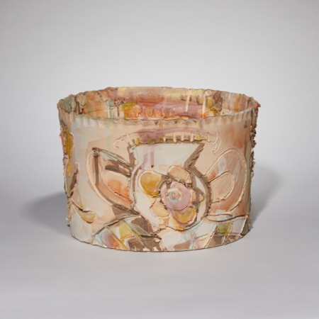 pastel pink contemporary ceramic art sculptural centrepiece made from hand crafted clay