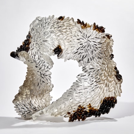 black grey and smoke organic textured coral reef like glass sculpture