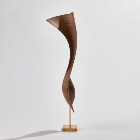 wave like form in wood on gold base handmade with gold detail