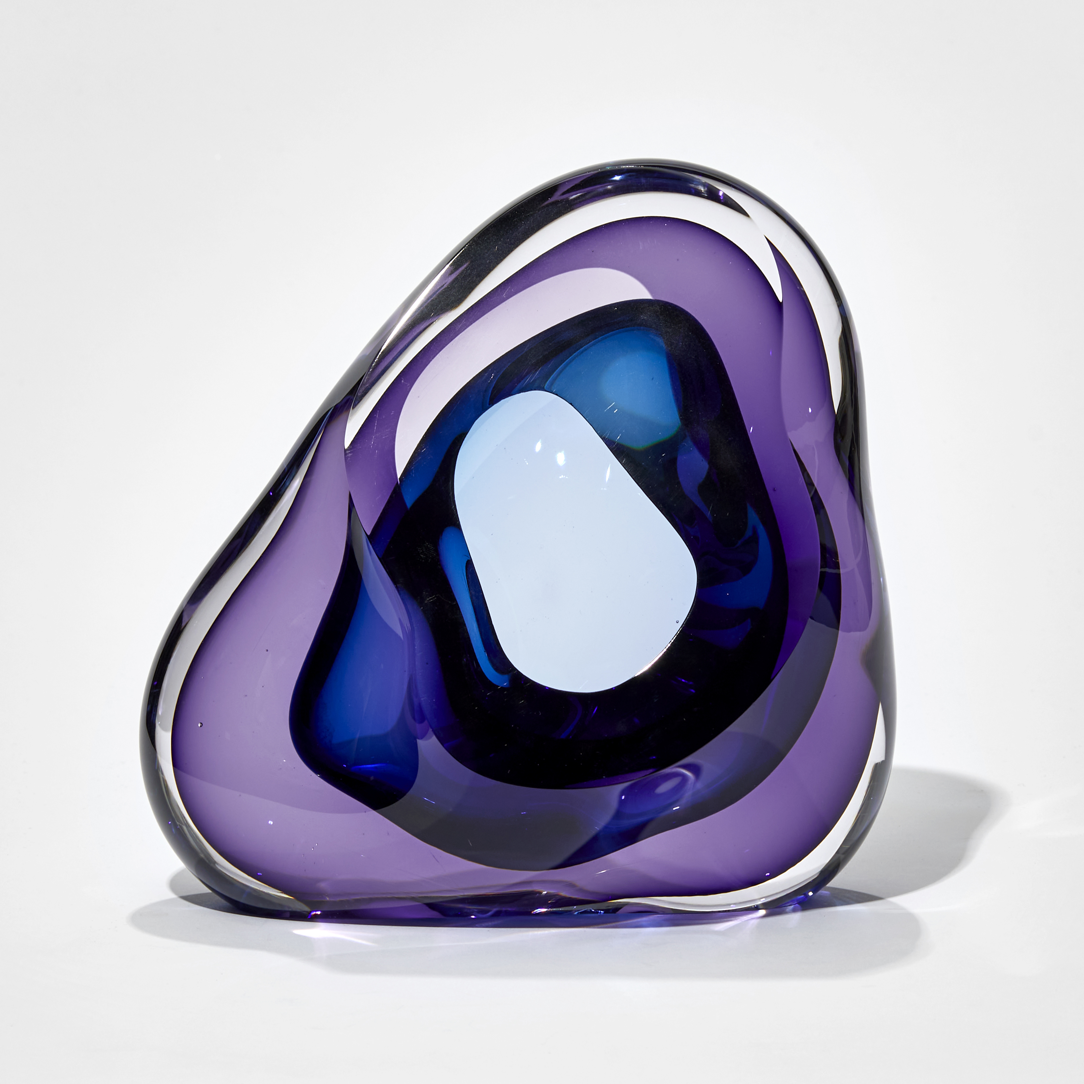 purple and blue abstract jelly sculpture hand blown from glass