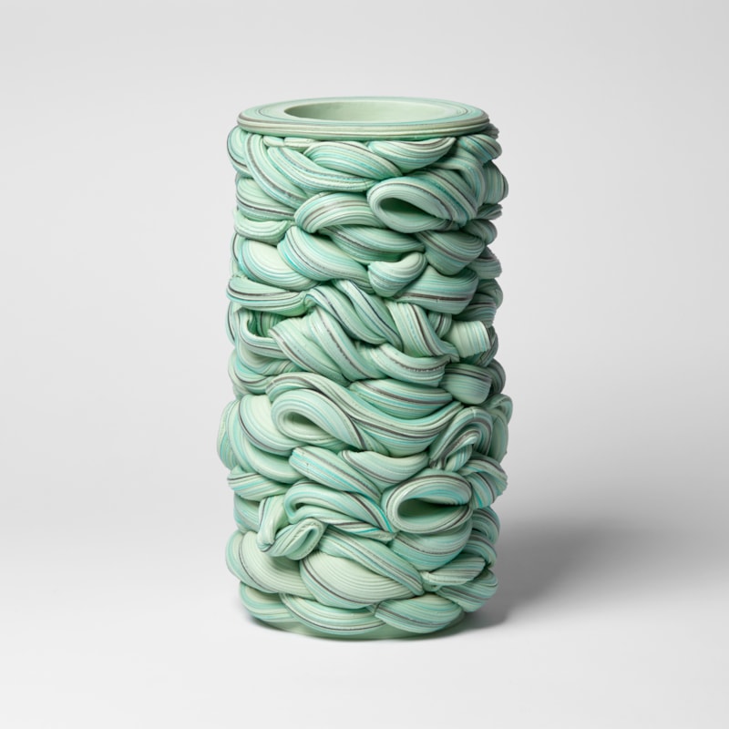writhing green abstract snakes interwoven vessel handmade from parian porcelain