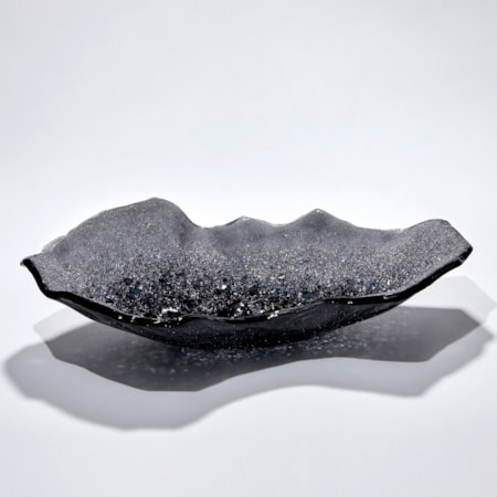 mixed rich greys twinkling crystal inspired centrepiece and sculpture handmade from glass