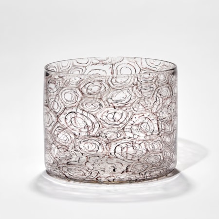 contemporary art-glass jar sculpture with swirl pattern exterior