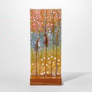 colourful fused art-glass diptych sculptures of coral and flower