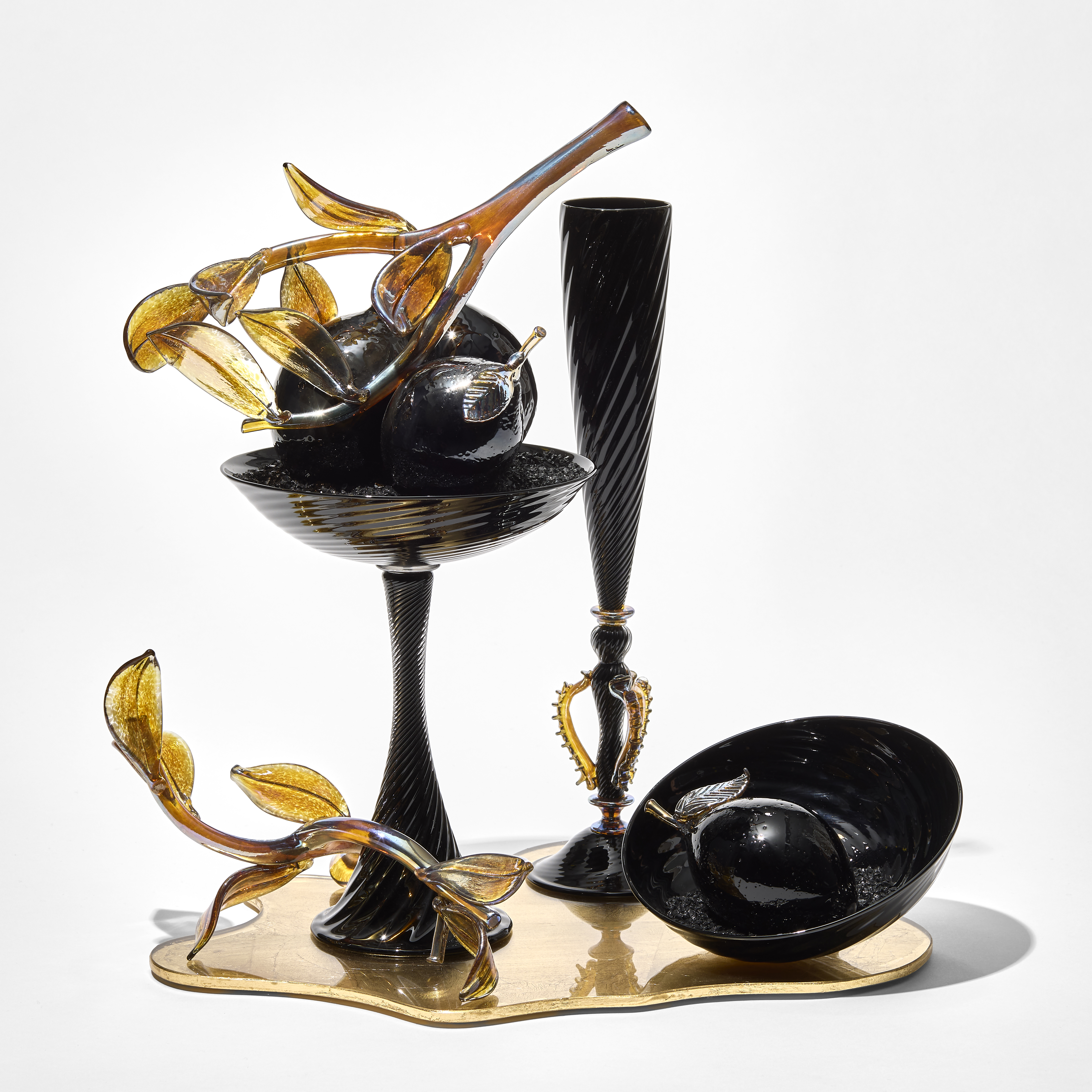 Still Life with Lemon Branch in Black