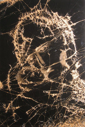 gold on black modern glass art canvas of orthodox christian icon